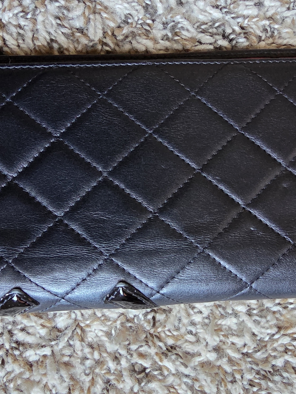 CHANEL Black Quilted Leather Cambon with Patent CC Emblem - Picture 10 of 12